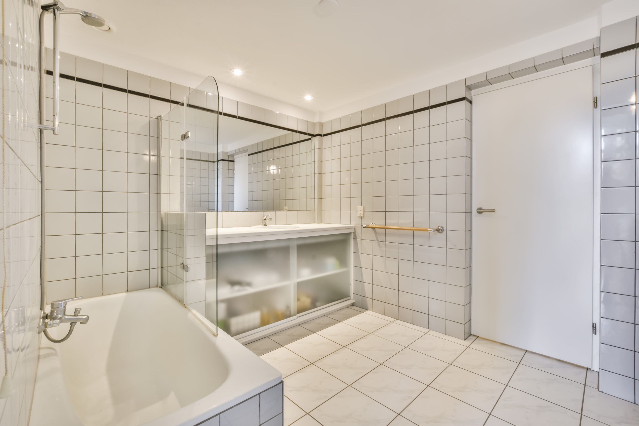 Bright elegant bathroom interior in a luxury house