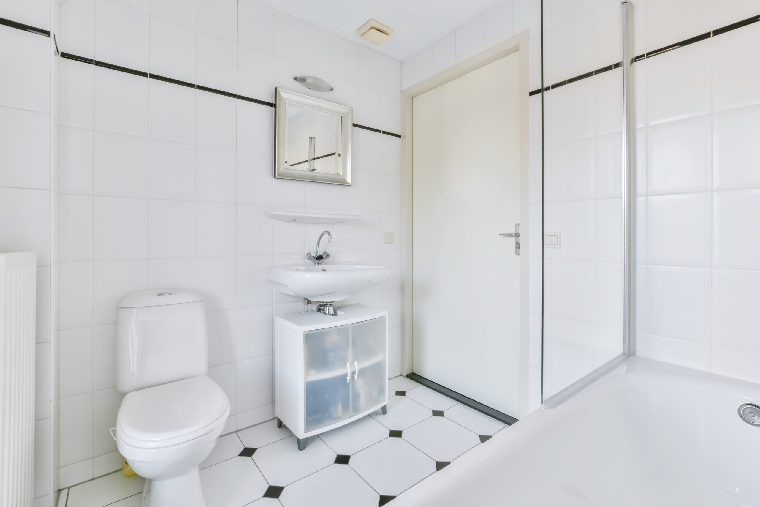 Bright elegant bathroom interior in a luxury house